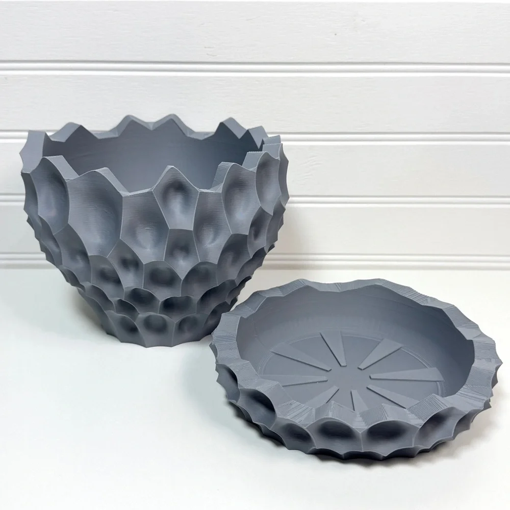 Bane Planter, Indoor Flower Pot, Tabletop Planter, Sculpted Geometric Pattern
